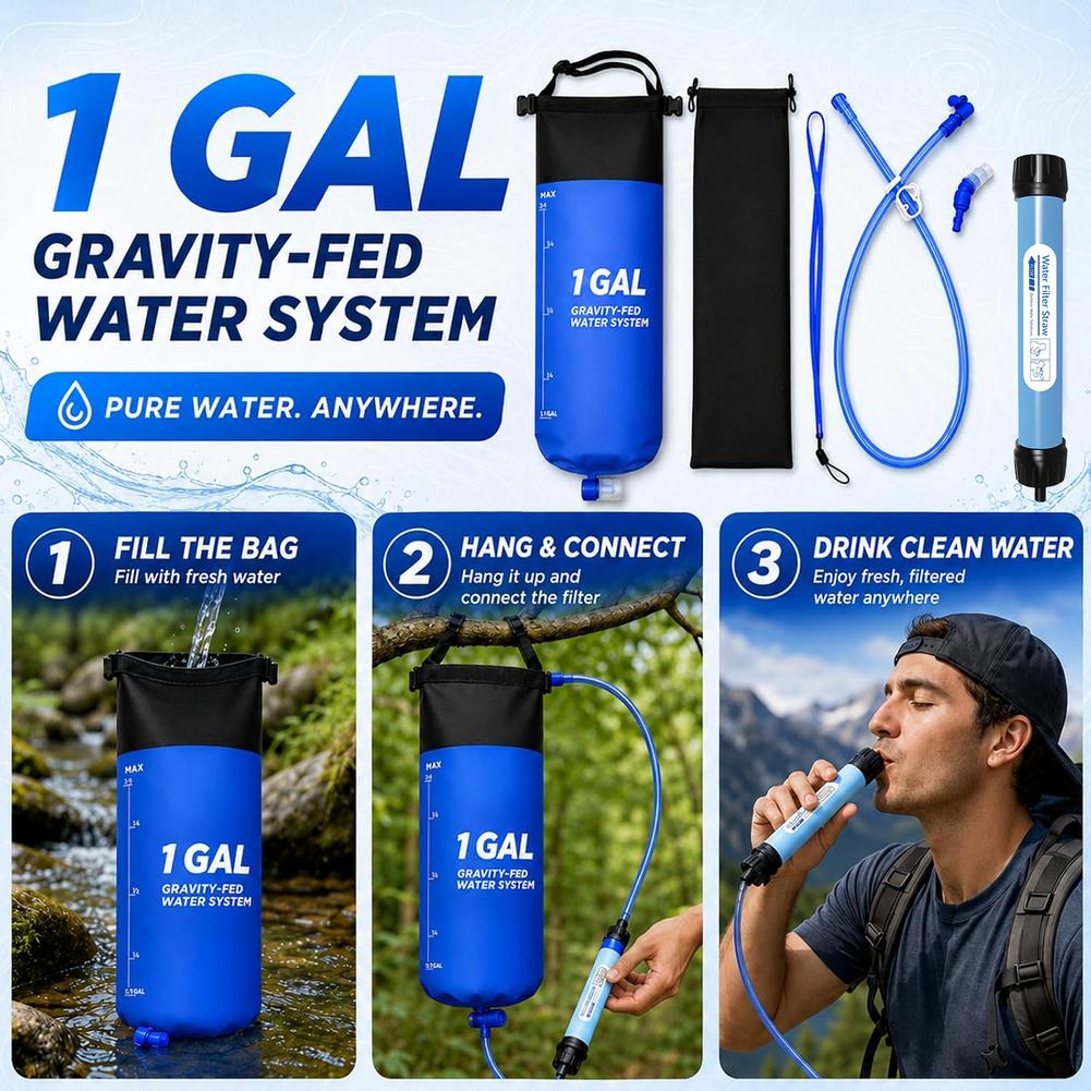 Bivy Bag Emergency - 1. مجموعة فلتر مياه بالجاذبية مع