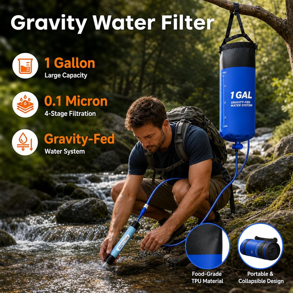 1. مجموعة فلتر مياه بالجاذبية  - مراجعة Bivy Bag Emergency وسعره
